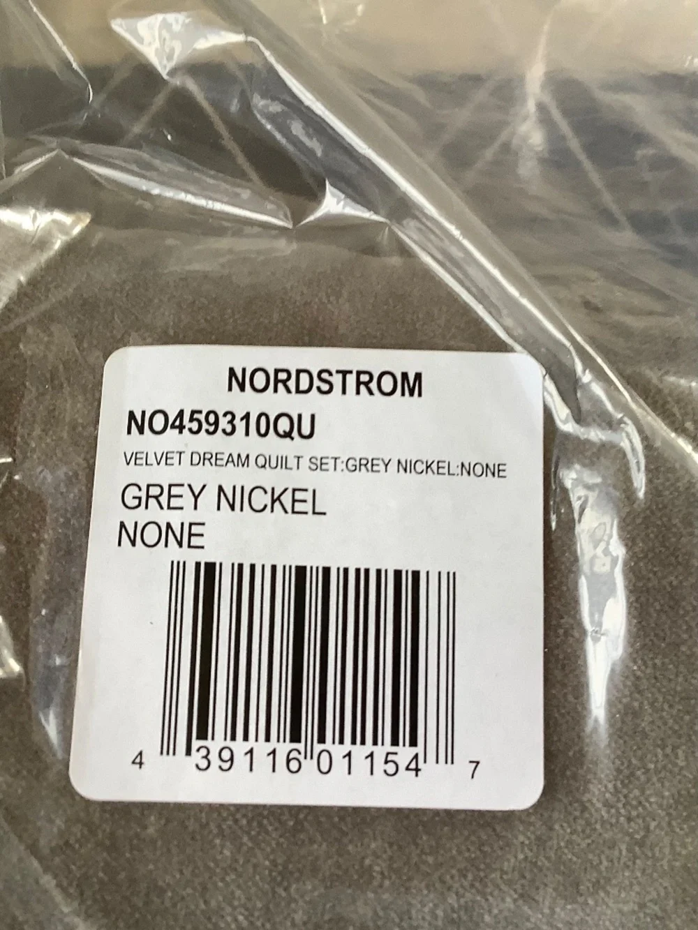 Nordstrom VELVET DREAM Queen Quilt Set Grey Nickel SZ Queen